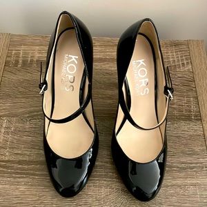 Womens Michael Kors Black Leather Mary Jane Heels | Size 8